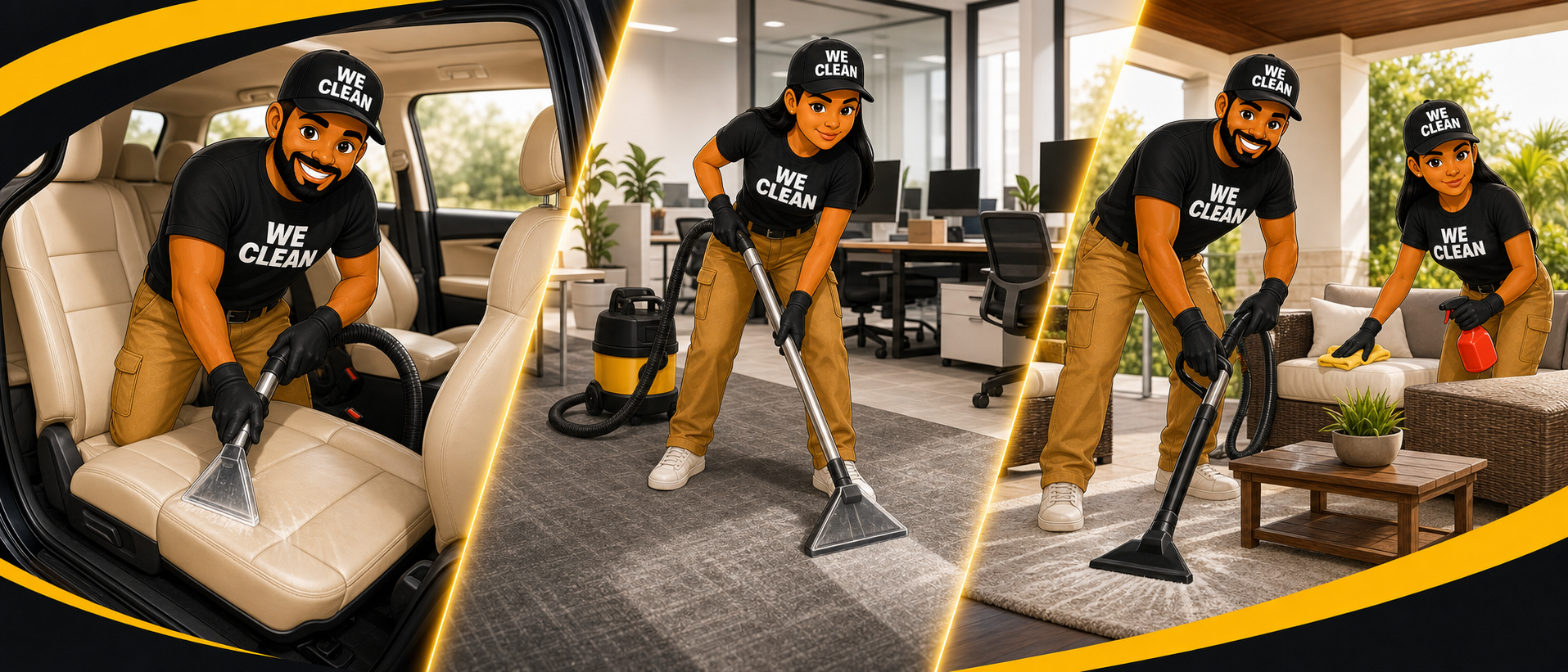 WE CLEAN team handling residential, automotive, and outdoor services
